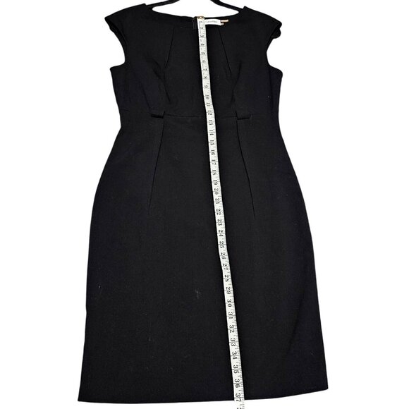 Calvin Klein Black Sleeveless Sheath Dress Size 8 With Back Zipper Closure & Bow - Picture 8 of 10